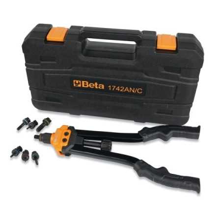 Rivettatrice per inserti filettati in valigetta con 80 inserti - Beta 1742AN/C