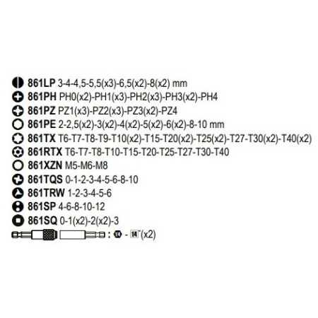 Serie di 98 inserti da 1/4" con 2 portainserti in astuccio Beta 861/C100 