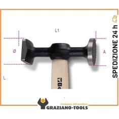 MARTELLO CON TESTE PIANE TONDA ZIGRINATA E QUADRA LISCIA MANICO IN LEGNO ART. 1357Z/45   
