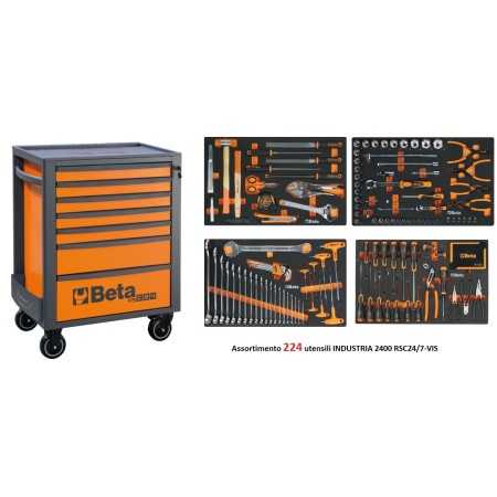 Cassettiera RSC24 a 7 cassetti con assortimento di 224 utensili 2400 RSC24/7-VIS