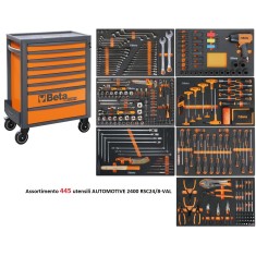 Cassettiera mobile con otto cassetti e assortimento di 445 utensili AUTOMOTIVE 2400 RSC24/8-VAL