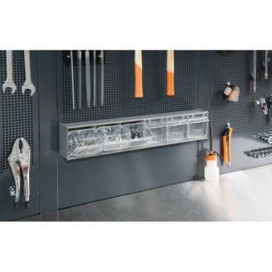 Portaminuterie a 6 vaschette in materiale plastico, con supporto PM/6C