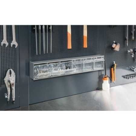 Portaminuterie a 6 vaschette in materiale plastico, con supporto PM/6C