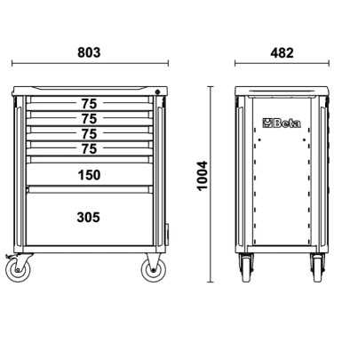 Cassettiera Mobile Con 6 Cassetti Grigio - Beta C37/6-G