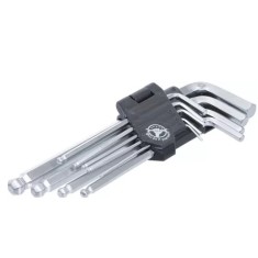 Serie di chiavi ad angolo esagono interno con testa sferica 1,5 - 10 mm 9 pz. BGS