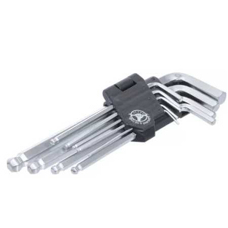 Serie di chiavi ad angolo esagono interno con testa sferica 1,5 - 10 mm 9 pz. BGS