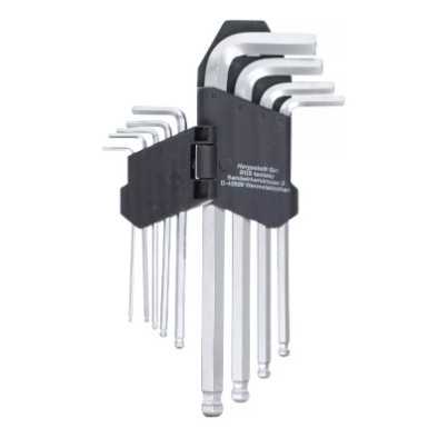 Serie di chiavi ad angolo esagono interno con testa sferica 1,5 - 10 mm 9 pz. BGS