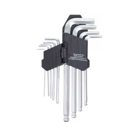Serie di chiavi ad angolo esagono interno con testa sferica 1,5 - 10 mm 9 pz. BGS