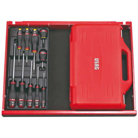 U06010011 Assortimento in cassetta modulare con bussole esagonali ed inserti per avvitatura (100 pz) 601Usag