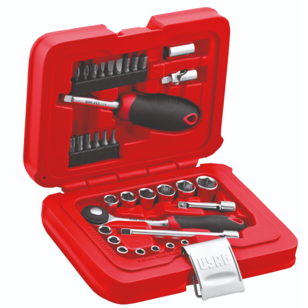 USAG U06010001 - 601 1/4 J34 - ASSORTIMENTO IN CASSETTA CON BUSSOLE ESAGONALI ED INSERTI PER AVVITATURA (34 PZ)