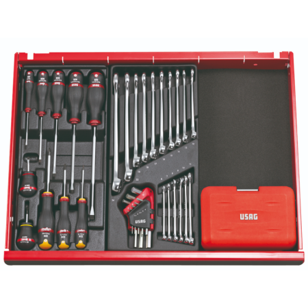 USAG U06010001 - 601 1/4 J34 - ASSORTIMENTO IN CASSETTA CON BUSSOLE ESAGONALI ED INSERTI PER AVVITATURA (34 PZ)