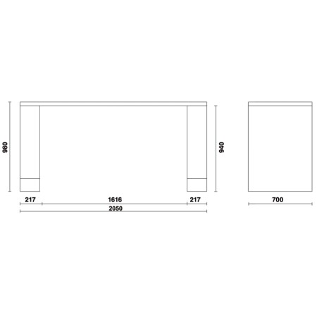 Banco da lavoro da 2 metri con piano grigio per arredo officina RSC55 C55B/2