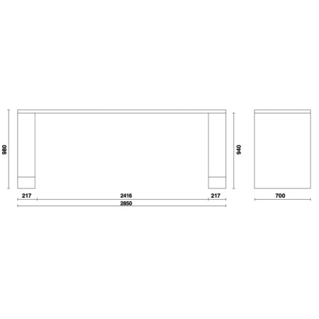 Banco da lavoro da 2,8 metri per arredo officina RSC55 C55PRO B/2,8