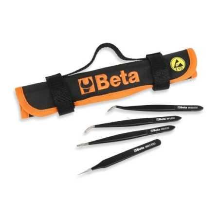 Serie di 4 pinzette ESD a molla antiacido e antimagnetiche 999ESD/B4 Beta