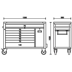 Cassettiera mobile 8 cassetti con sistema antiribaltamento, modello lungo RSC24AXXL Beta 2