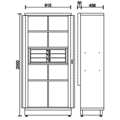 Armadio in lamiera a 2 ante con 3 cassetti e staffa per arredo officina C45PRO 2.0 AS2/3C 2