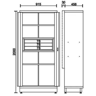 Armadio in lamiera a 2 ante con 3 cassetti e staffa per arredo officina C45PRO 2.0 AS2/3C