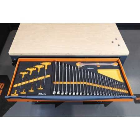 Cassettiera mobile 7 cassetti con piano di lavoro in legno e sistema antiribaltamento, modello lungo RSC24AXLP/7 Beta