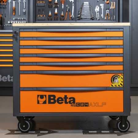 Cassettiera mobile 7 cassetti con piano di lavoro in legno e sistema antiribaltamento, modello lungo RSC24AXLP/7 Beta