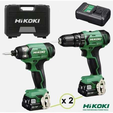 Trapano percussione + Avvitatore impulsi + 2 batterie 12V 2,5AH HIKOKI