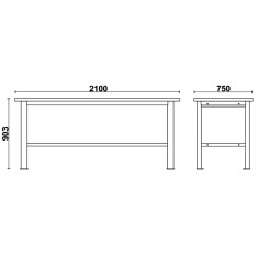 Banco da lavoro semplice con piano in legno, lunghezza 2,1 m Beta C58BC-W2,1 2