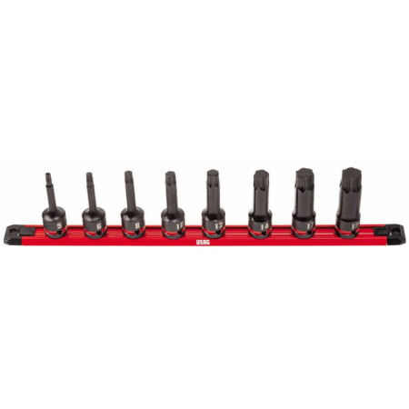 Serie di 8 chiavi a bussola macchina con profilo esagono speciale X-Grip per viti con esagono incassato 234 1/2"MX/SE8 Usag