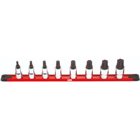 Serie di 8 chiavi a bussola con profilo esagono speciale X-Grip per viti con esagono incassato 234 1/2"X/SE8 Usag