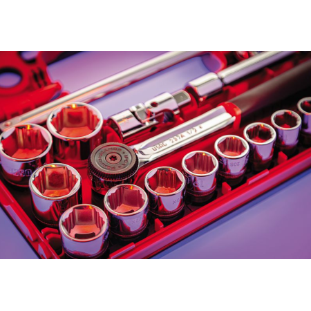 Assortimento in cassetta bimateriale con bussole esagonali X-Grip (21 pz) 609 1/2" EAX Usag