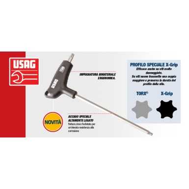 Serie di 6 chiavi maschio con profilo TORX® speciale X-Grip e impugnatura bimateriale 280 HXTX/SE6 Usag
