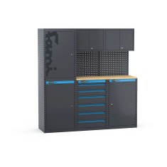 Arredo officina con armadi a 1 anta e cassettiera, L1824 x P495 x H1900 mm 391G11 Fami