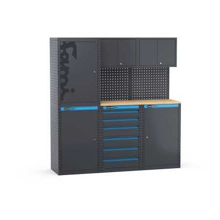 Arredo officina con armadi a 1 anta e cassettiera, L1824 x P495 x H1900 mm 391G11 Fami