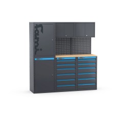 Arredo officina con armadi a 1 anta e cassettiere, L1824 x P495 x H1900 mm 391G01 Fami