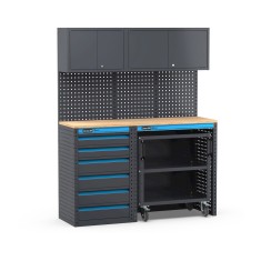 Arredo officina con cassettiera e carrello a 3 piani, L1520 x P495 x H1900 mm 391G06 Fami