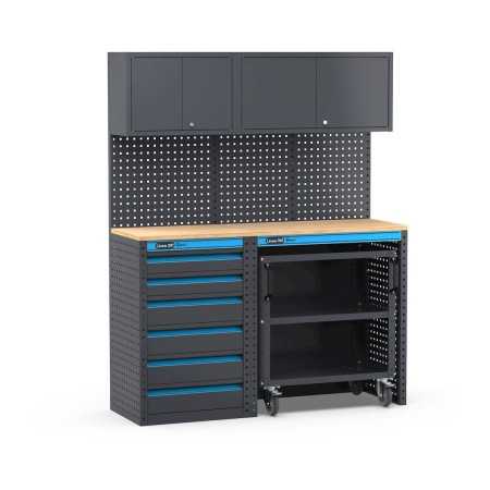 Arredo officina con cassettiera e carrello a 3 piani, L1520 x P495 x H1900 mm 391G06 Fami