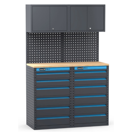 Arredo officina con cassettiere, L1216 x P495 x H1900 mm 391G05 Fami