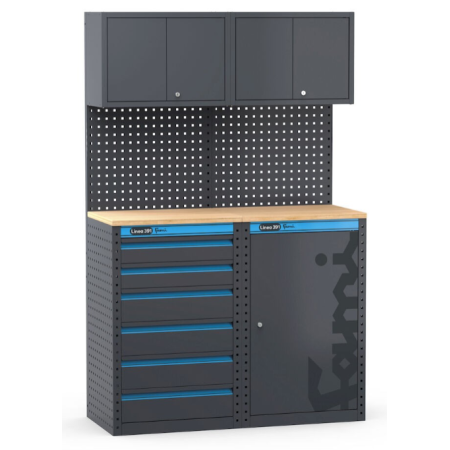 Arredo officina con 1 cassettiera e 1 armadio a 1 anta, L1216 x P495 x H1900 mm 391G04 Fami