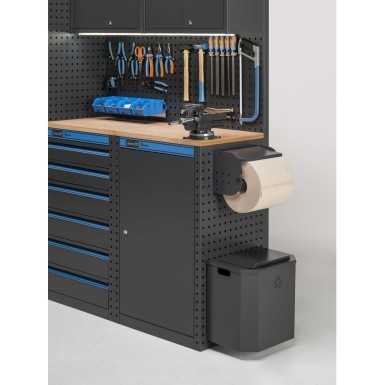 Arredo officina con armadi a due ante, cassettiera, carrello e modulo di servizio, L3040 x P495 x H1900 mm 391G15 Fami