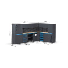 Arredo angolare per officina, L3688+2472x P495x H1900 mm 391G12 Fami 2