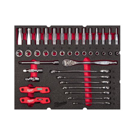 PACKOUT™ termoformato set bussole 3/8'' e chiavi combinate - 55 pezzi