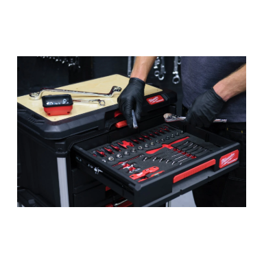 PACKOUT™ termoformato set bussole 3/8'' e chiavi combinate - 55 pezzi