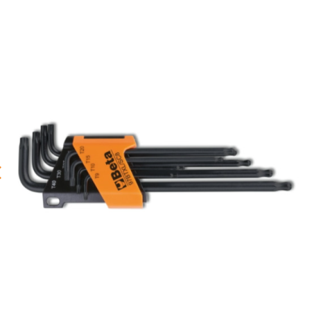 Serie di 8 chiavi maschio piegate con un'estremità sferica, modello lungo 97BRTXL/SC8