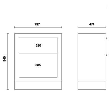 Modulo fisso con 2 cassetti per arredo officina C55M2