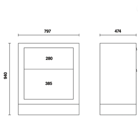 Modulo fisso con 2 cassetti per arredo officina C55M2