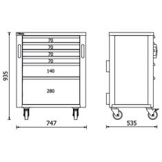 Cassettiera mobile con 6 cassetti per arredo officina RSC50 2.0 C6 2