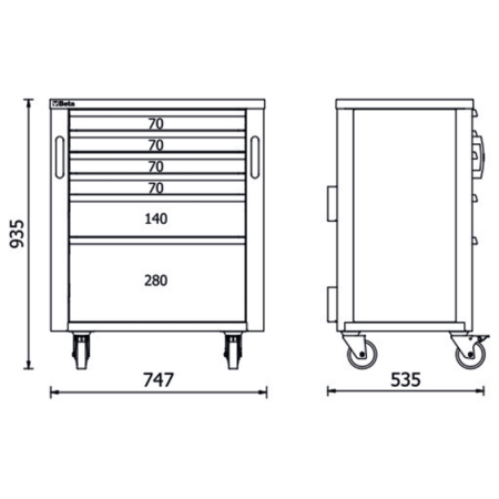 Cassettiera mobile con 6 cassetti per arredo officina RSC50 2.0 C6