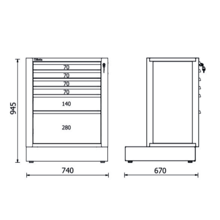 Modulo fisso con 6 cassetti per arredo officina RSC50 2.0 M6