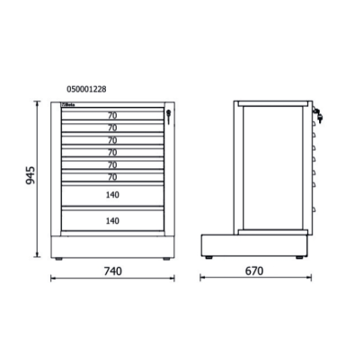 Modulo fisso con 8 cassetti per arredo officina RSC50 2.0 M8