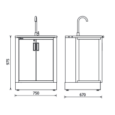Modulo fisso con lavandino integrato per arredo officina RSC50 2.0 ML 2