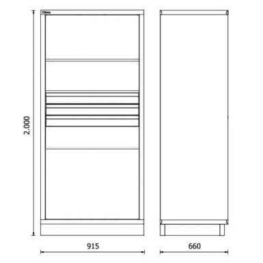 Armadio in lamiera a 2 ante con 3 cassetti per arredo officina RSC50 2.0 A2/3C
