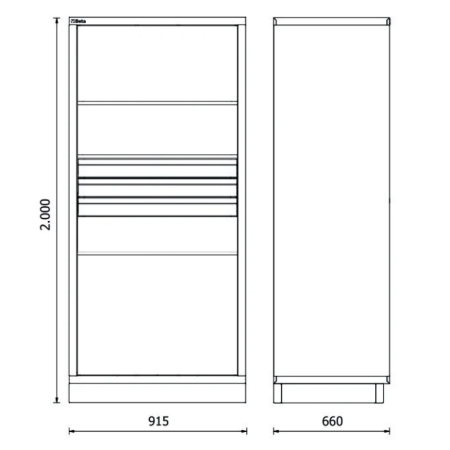 Armadio in lamiera a 2 ante con 3 cassetti per arredo officina RSC50 2.0 A2/3C